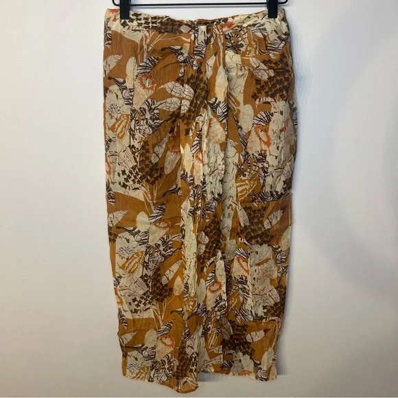 *NWT* Lulus Something Wild Brown Multi Print Twist-Front Midi Skirt, Size Small - Picture 6 of 13